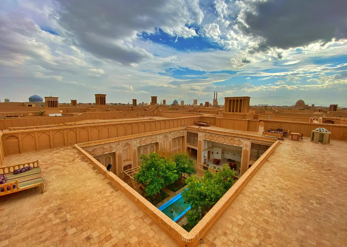 Flat roofs of the old city from above
